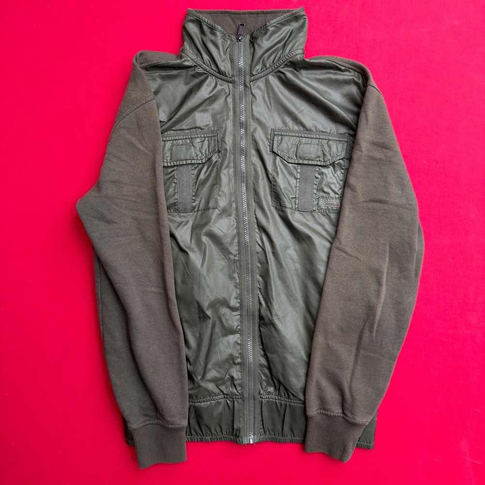 VTG Y2K Sean John Mens Hybrid 2000 Track Jacket Olive Green Nylon Fleece Size M